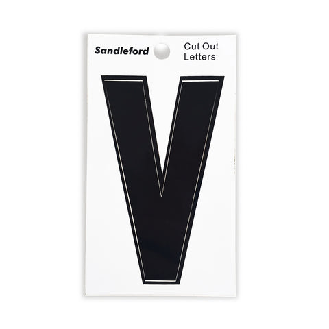 Sandleford 85mm Black Cut Out Self Adhesive House Letter V, Weather Resistant Polycarbonate
