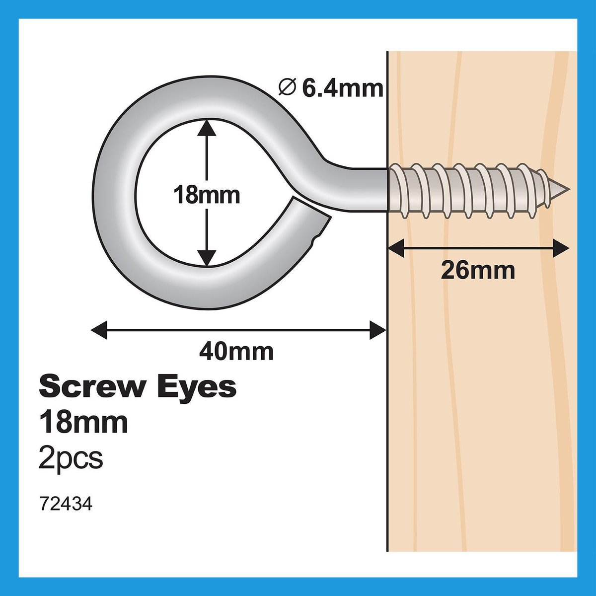 Everhang 19mm Zinc Plated Steel Screw Eye Hook - 2 Pack