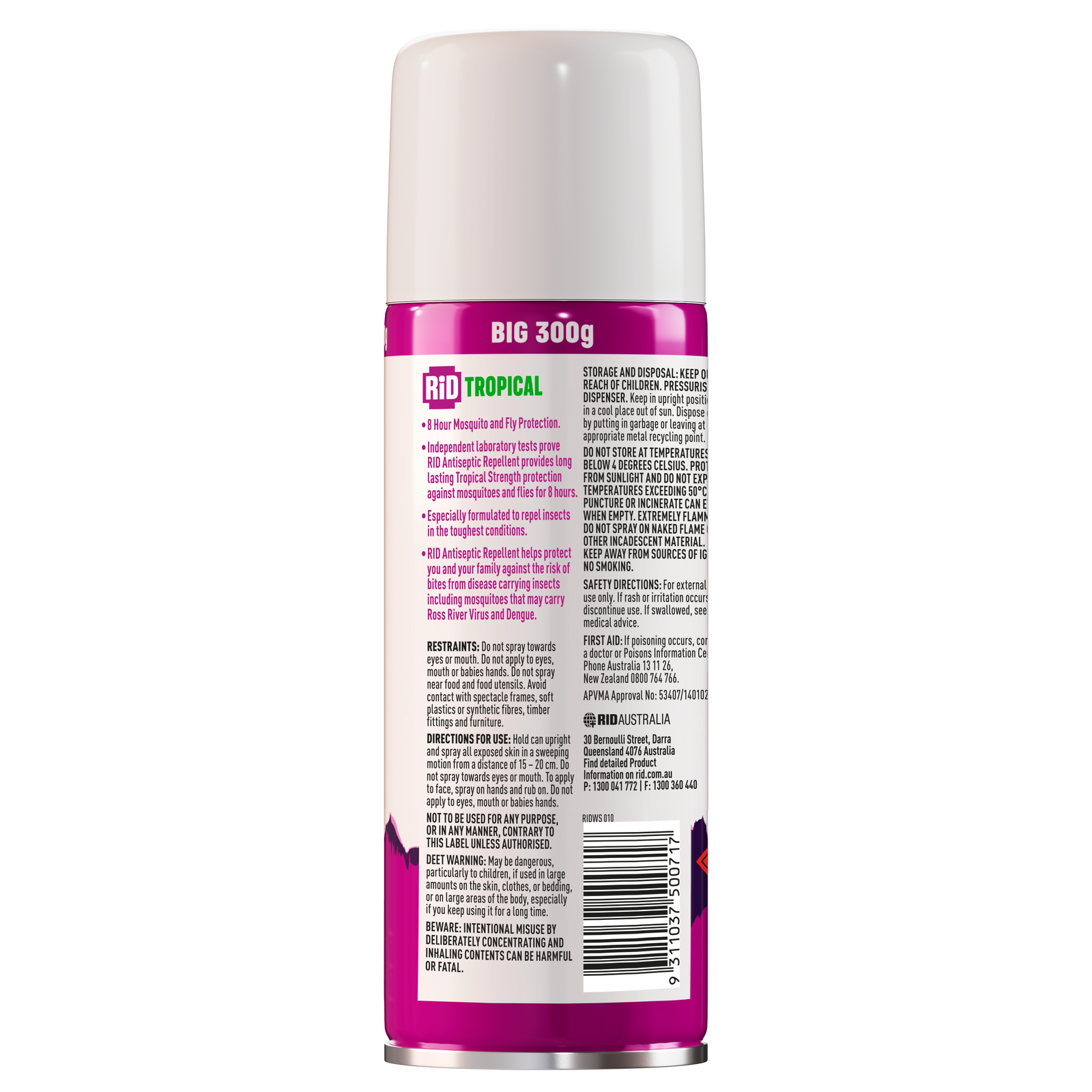 RID 300g Tropical Antiseptic Bite Protection Aerosol Insect Repellent