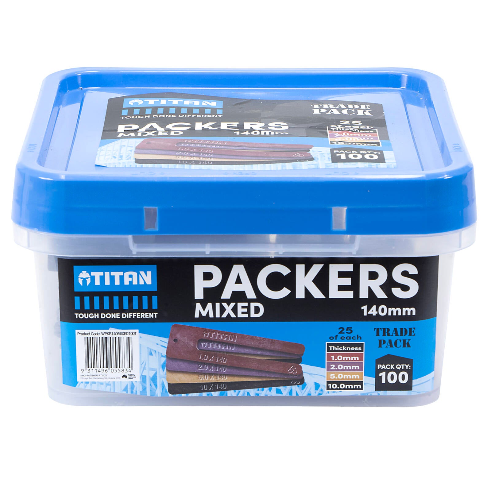 Titan Window Packers 140mm Mixed Sizes 1-10mm, UV Stable Plastic, 100 Piece