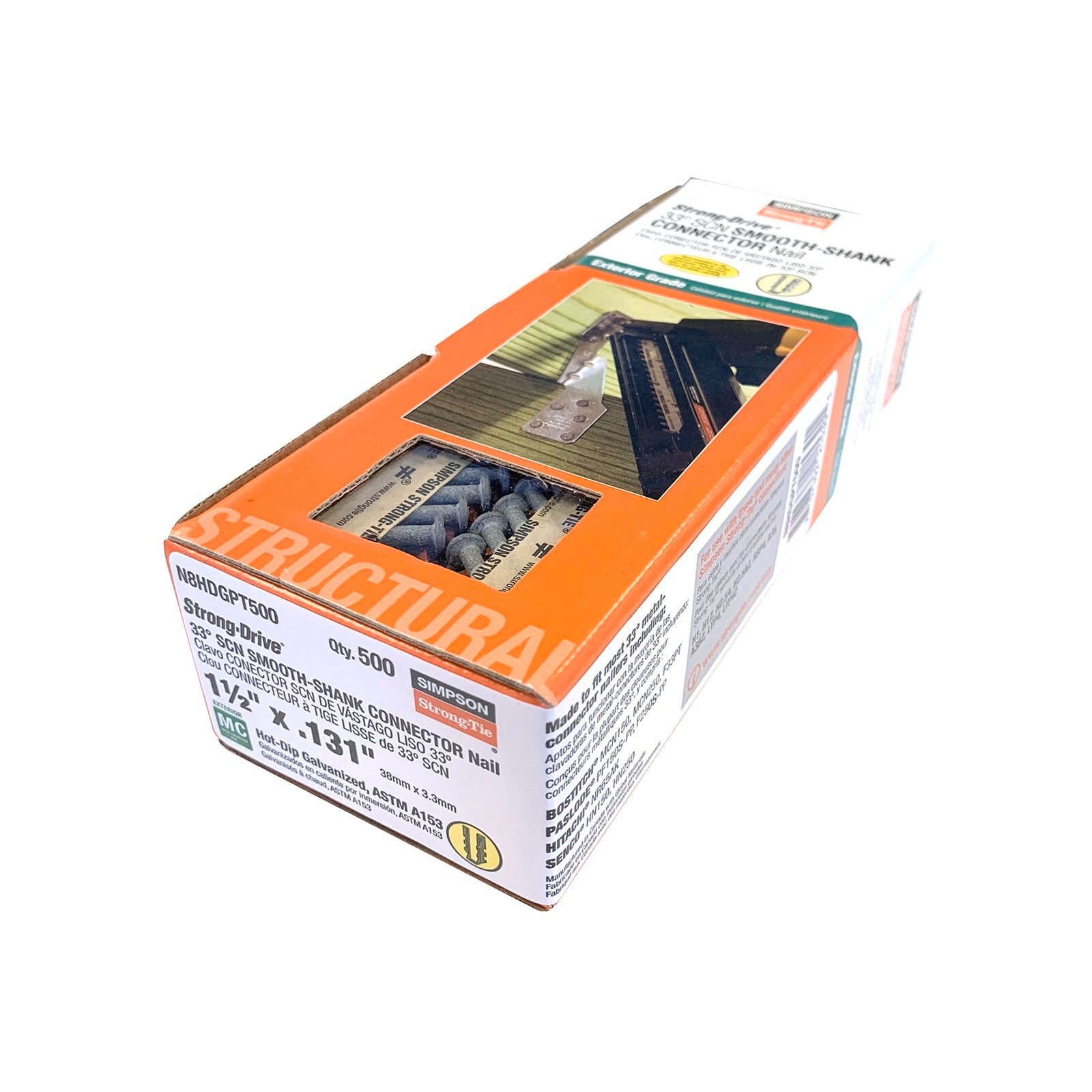 Simpson Strong-Tie 3.32 x 38mm Hot-Dip Galvanised Smooth Shank Collated Connector Nail 500 Pack