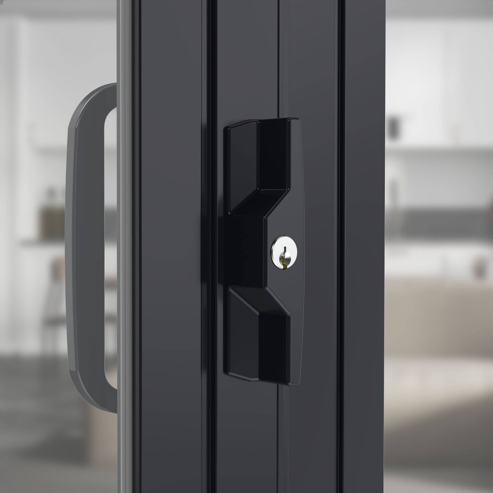 Rolltrak Black Powder-Coated Alloy Sliding Patio Door Keyed Lock Set
