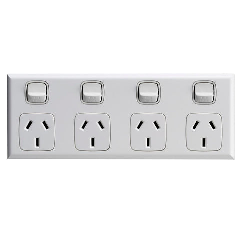 HPM Excel 4 Outlet Powerpoint - 250mm x 72.5mm - ABS Plastic - White - SuperSaverAU - view 1