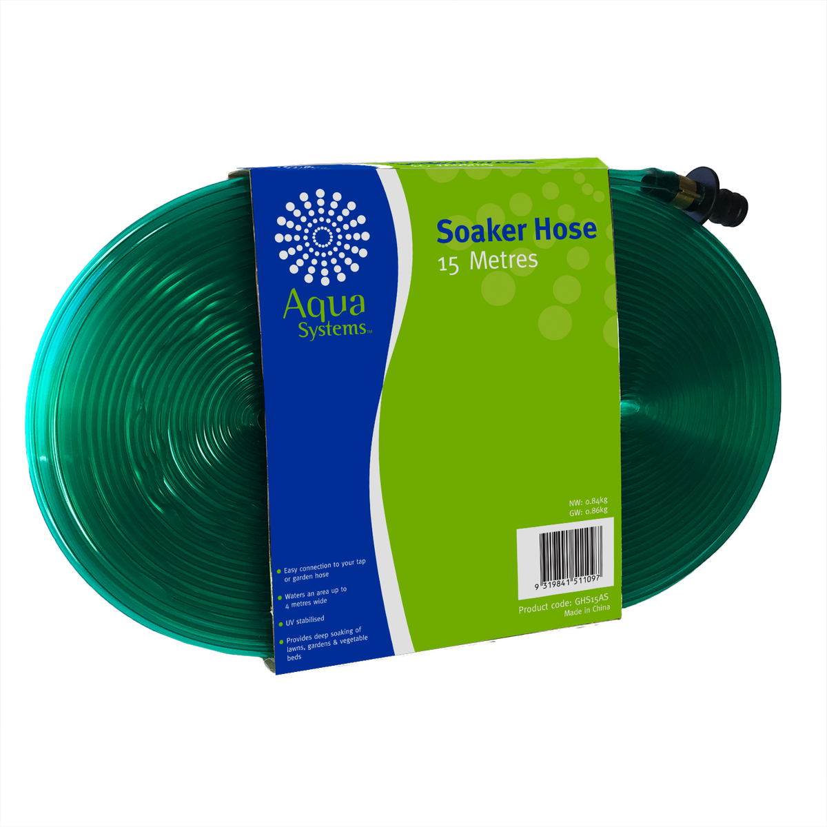 Aqua Systems 15m Fitted Soaker Hose - Garden Watering Tool - Lightweight - SuperSaverAU - view 1