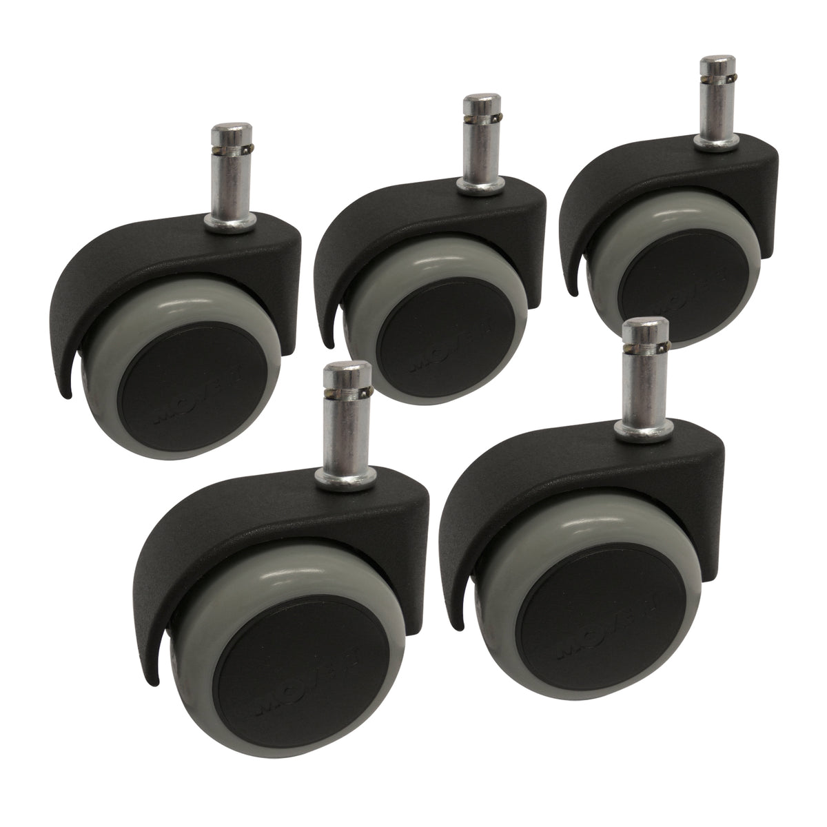 Move It 50mm Hooded Furniture Castor, Nylon Twin Wheel Swivel, 150kg - 5 Pack