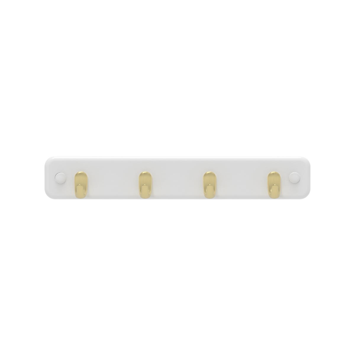Mode 4 Key Rack - 7 Hooks - Brushed Brass on White Board - 245mm x 40mm x 32mm - SuperSaverAU - view 1