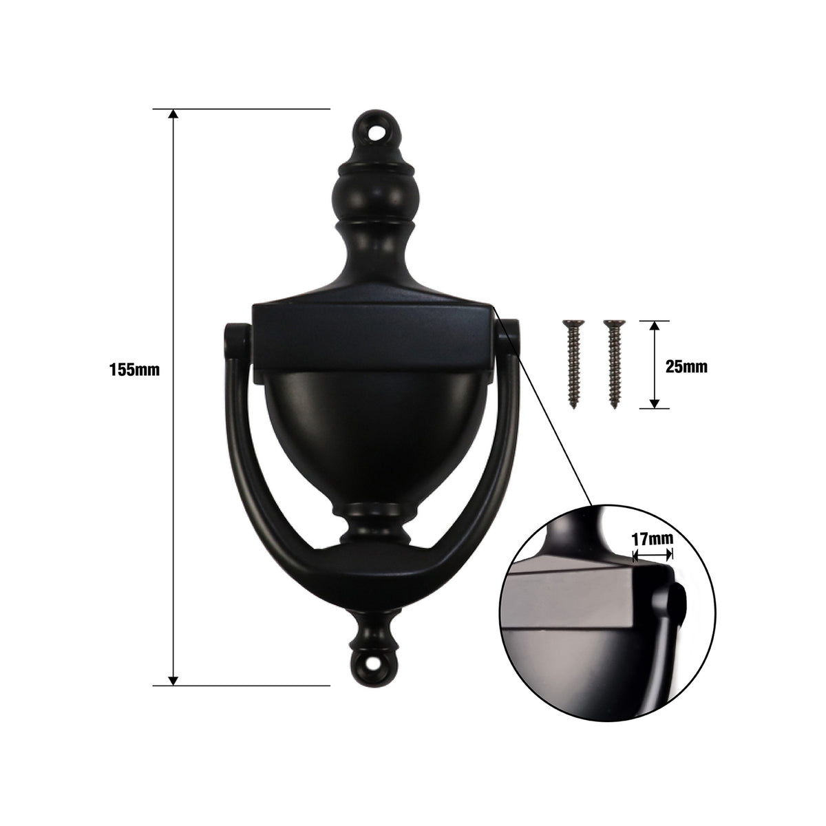 Adoored 158mm Black Steel Door Knocker