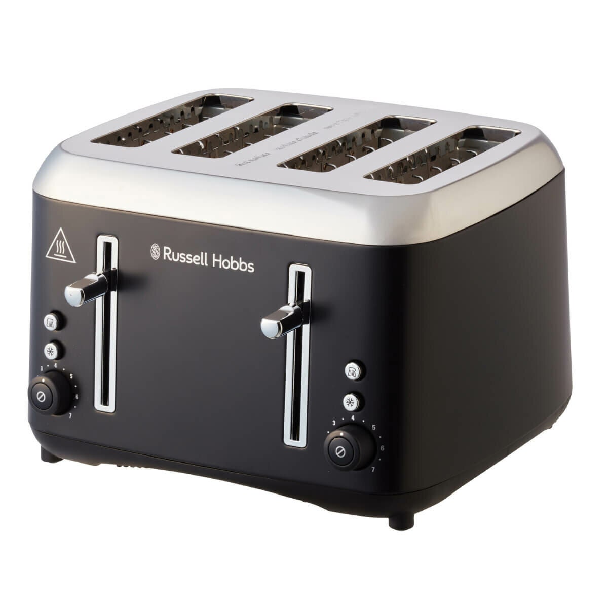 Russell Hobbs Addison 4 Slice Toaster - Matte Black, Dual Browning Controls, High Lift - RHT514BLK