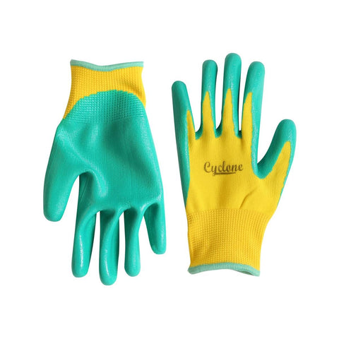 Cyclone Medium Kids Garden Gloves - Polyester & Nitrile Non-Slip Grip