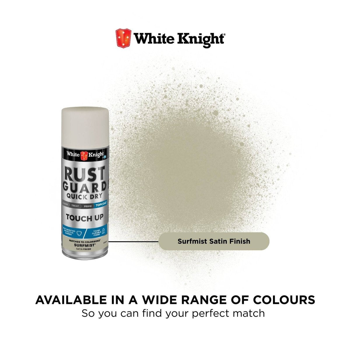 White Knight Rust Guard Spray Paint - 300g - Surfmist - Acrylic - Quick Drying - SuperSaverAU - view 2