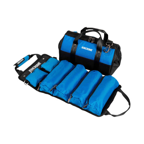 Kincrome 380mm Wide Mouth Soft Base Tool Bag with 6 Zipper Tool Roll