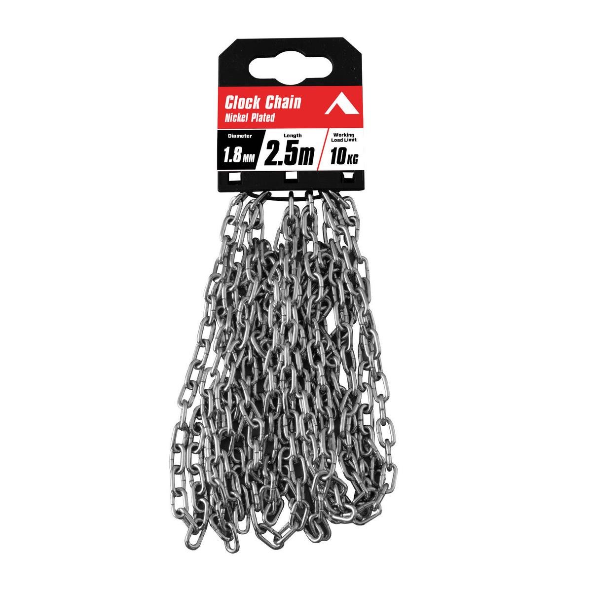 Pinnacle 1.8mm x 2.5m Nickel Plated Clock Chain
