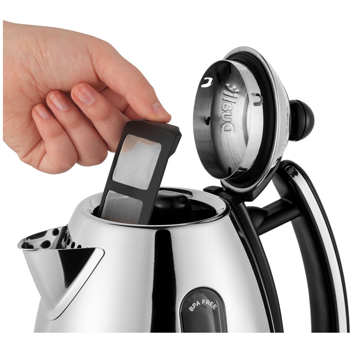 Dualit Jug Kettle 1.5L - Gloss Black Polished Finish, 2400W Rapid Boil, 360 Degree Base - DU72040