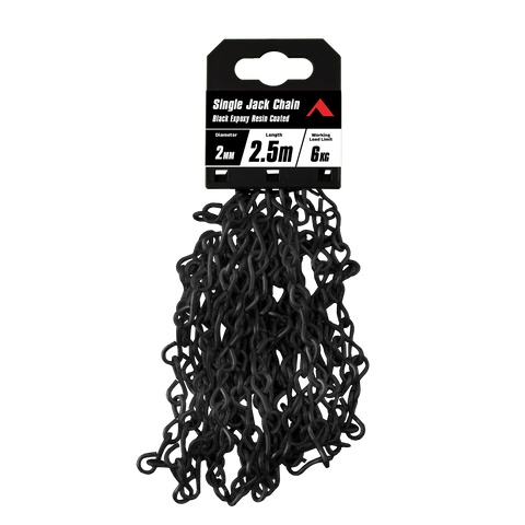 Pinnacle 2mm x 2.5m Matte Black Single Jack Chain