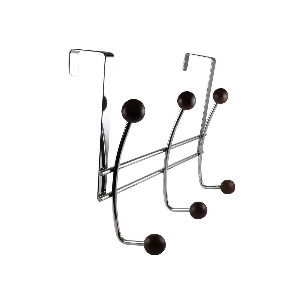 Adoored 6 Hook Satin Chrome Over-The-Door Ball Deco Hook Rack