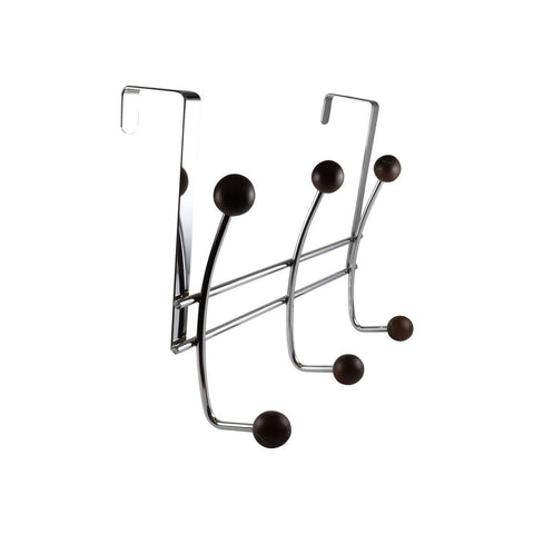 Adoored 6 Hook Satin Chrome Over-The-Door Ball Deco Hook Rack