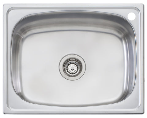Oliveri 45L single bowl laundry tub - Polished stainless steel with right-hand tap hole - TI45RTH