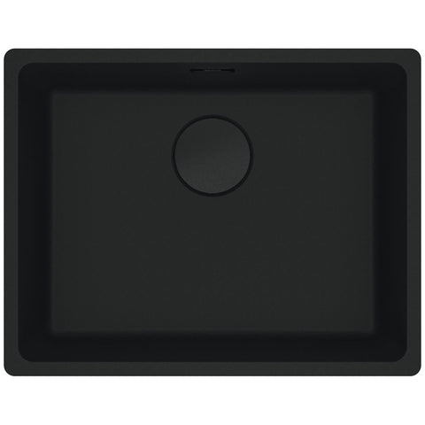 Franke 553mm Wide Single Bowl Undermount Sink - Matte Black Granite - Extension Drainer - MRG110-52MB-FPC