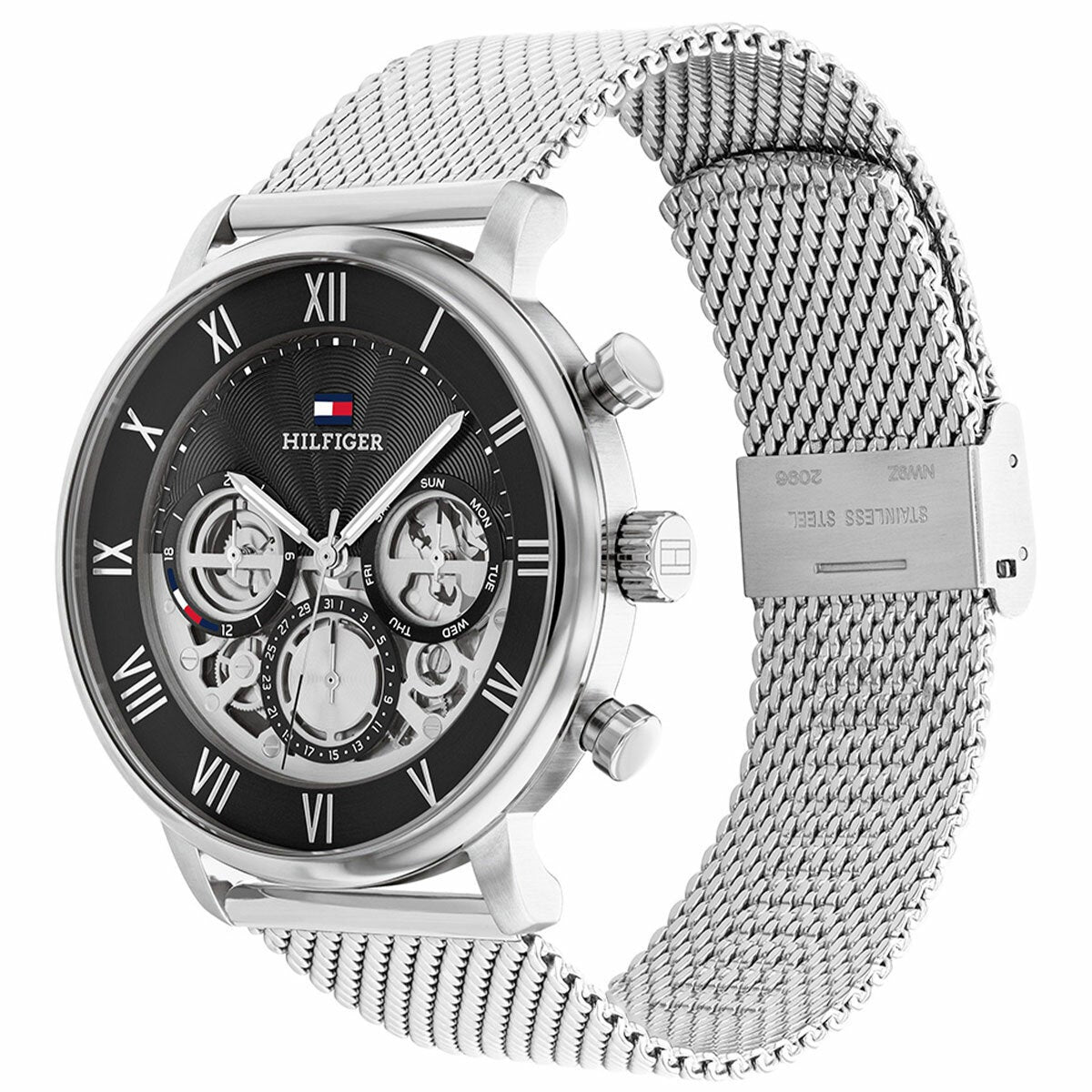 Tommy Hilfiger Legend Stainless Steel Mesh Wristwatch Mens 44mm Black Dial 1710708