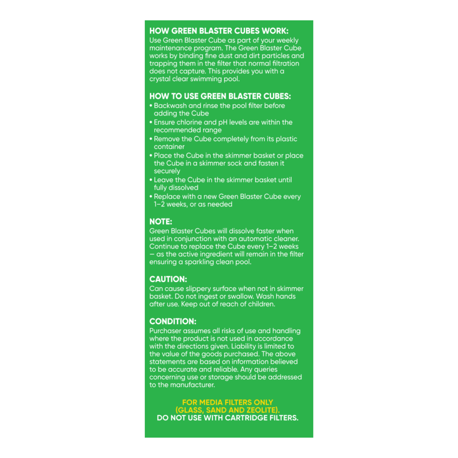 Hy-Clor Green Blaster Cube Plus Inhibitor 2 Pack Water Soluble Gel