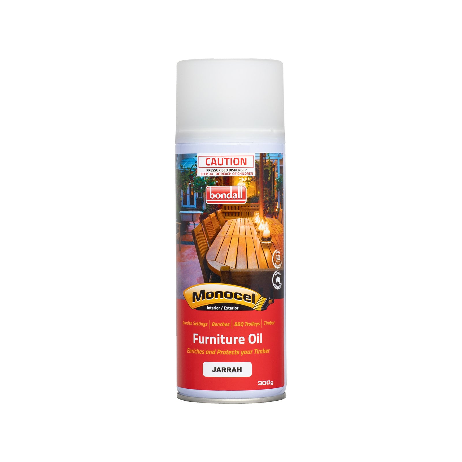 Bondall Monocel 300g Jarrah Furniture Oil Aerosol for Timber