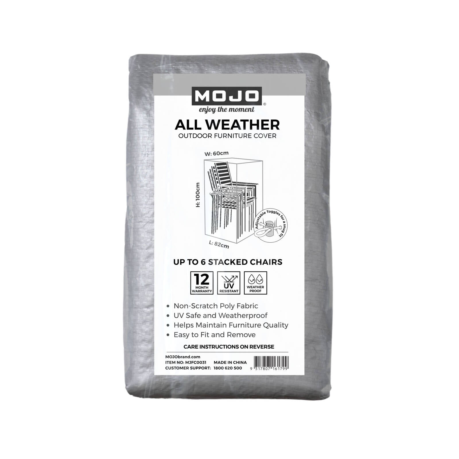 Mojo All Weather 6 Stack of Chairs Outdoor Furniture Cover, Polypropylene, Weather & UV Resistant