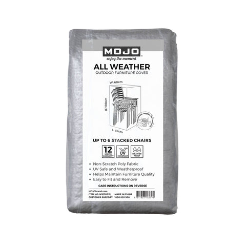 Mojo All Weather 6 Stack of Chairs Outdoor Furniture Cover, Polypropylene, Weather & UV Resistant