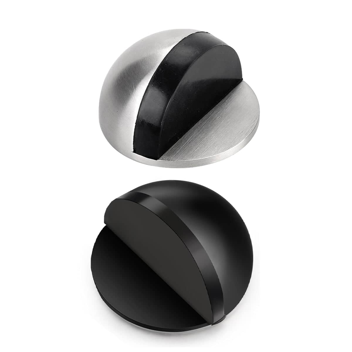 45 mm Round Floor Mount Door Stop Rubber Bumper Wall Protector - Silver - view 3