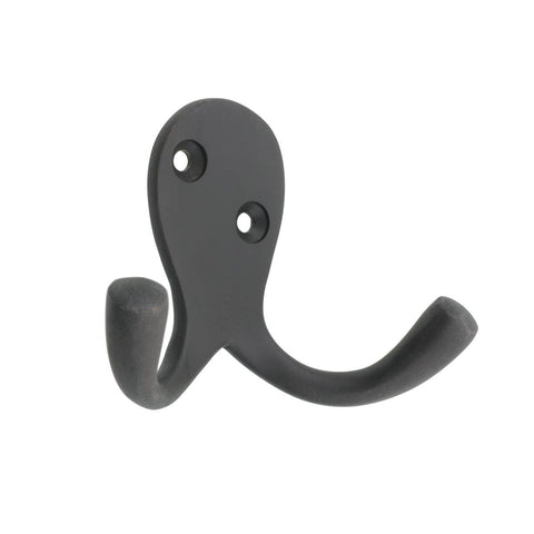 Zenith Double Robe Hook - 30mm Solid Brass - Matte Black - Durable Design - SuperSaverAU - view 1