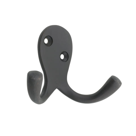 Zenith 30mm Matte Black Solid Brass Double Robe Hook