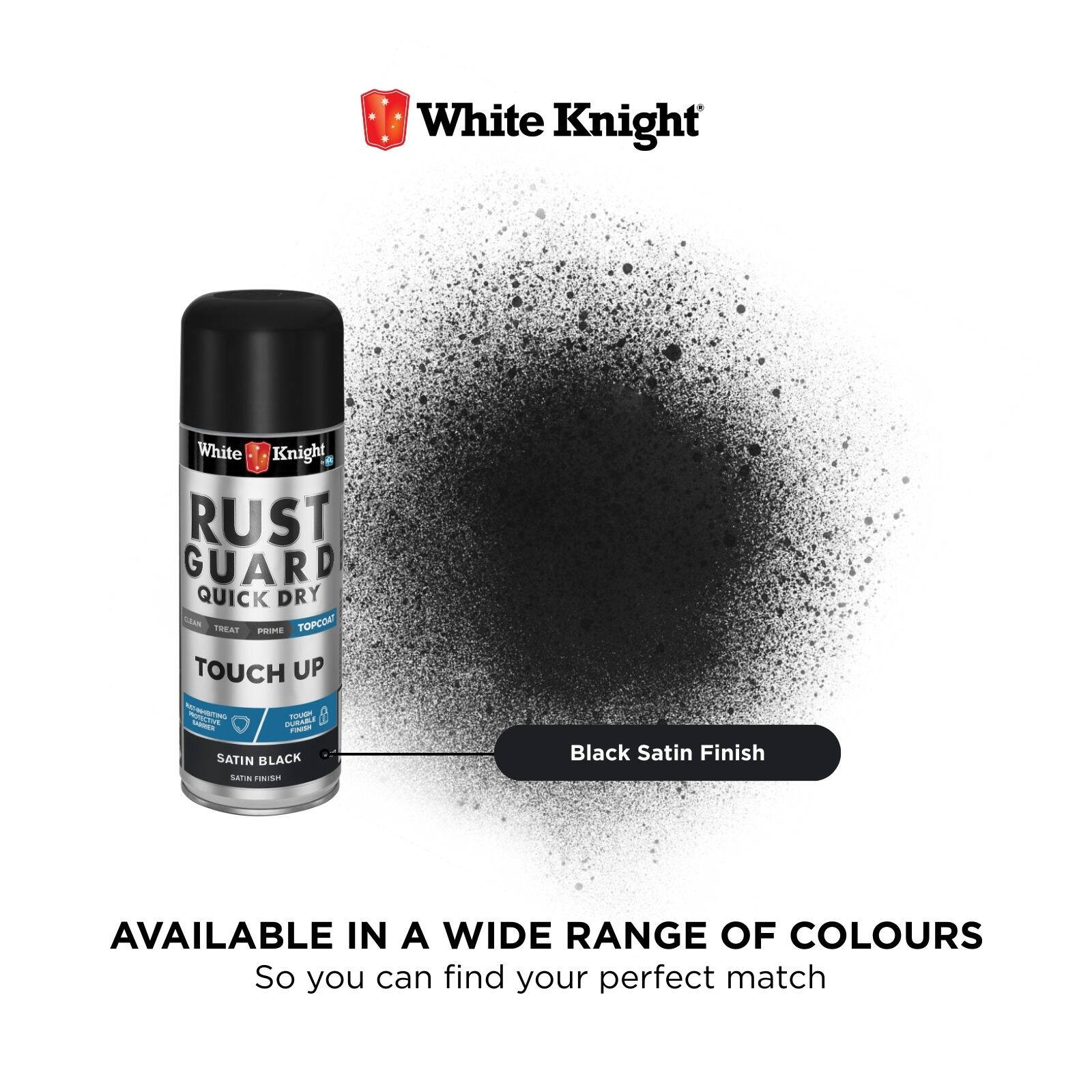 White Knight Rust Guard Touch Up Spray Paint 300g Black Satin