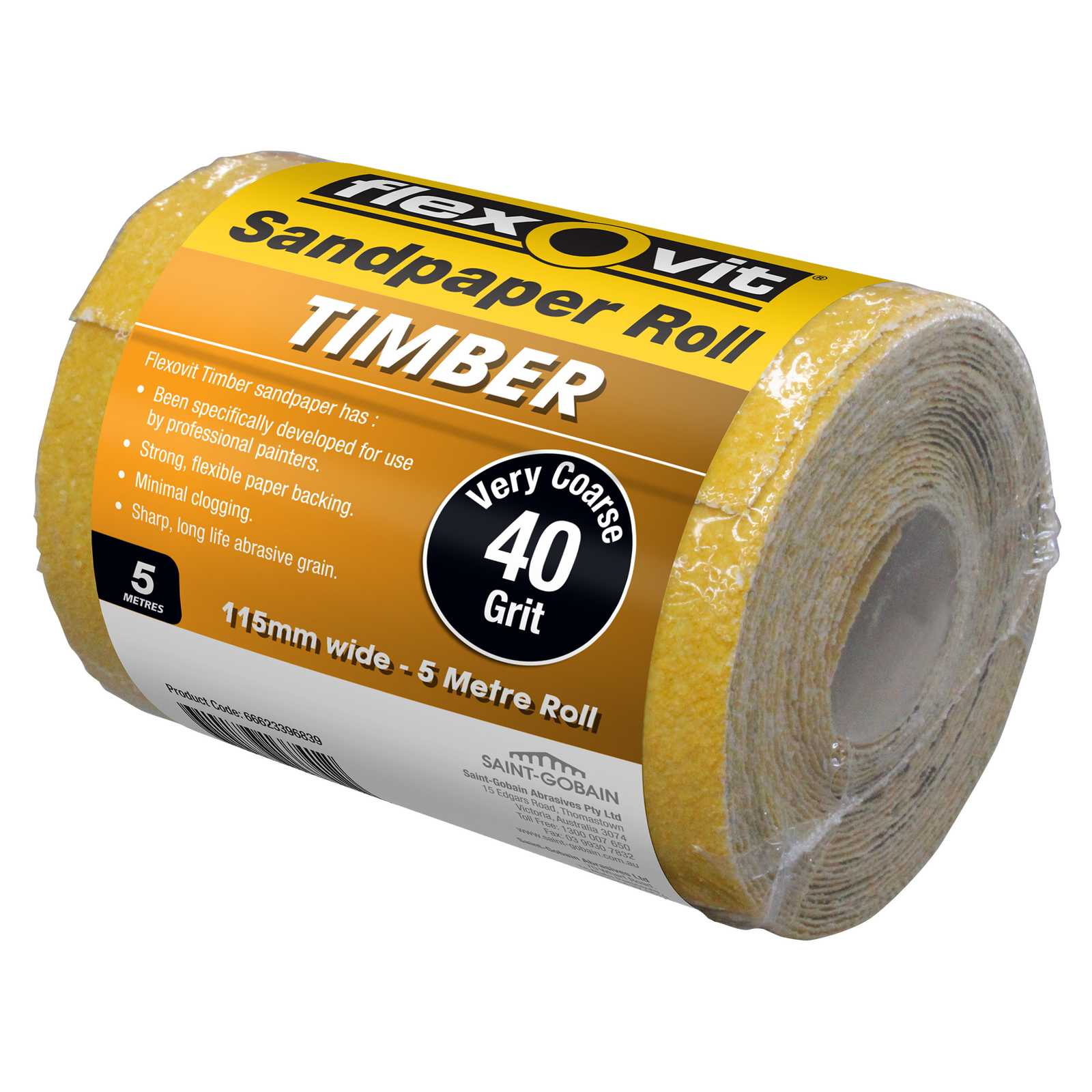 Flexovit 115mm x 5m 40 Grit Aluminium Oxide Timber Sandpaper Roll