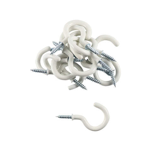 Everhang 21mm White PVC Coated Steel Cup Hook - 15 Pack