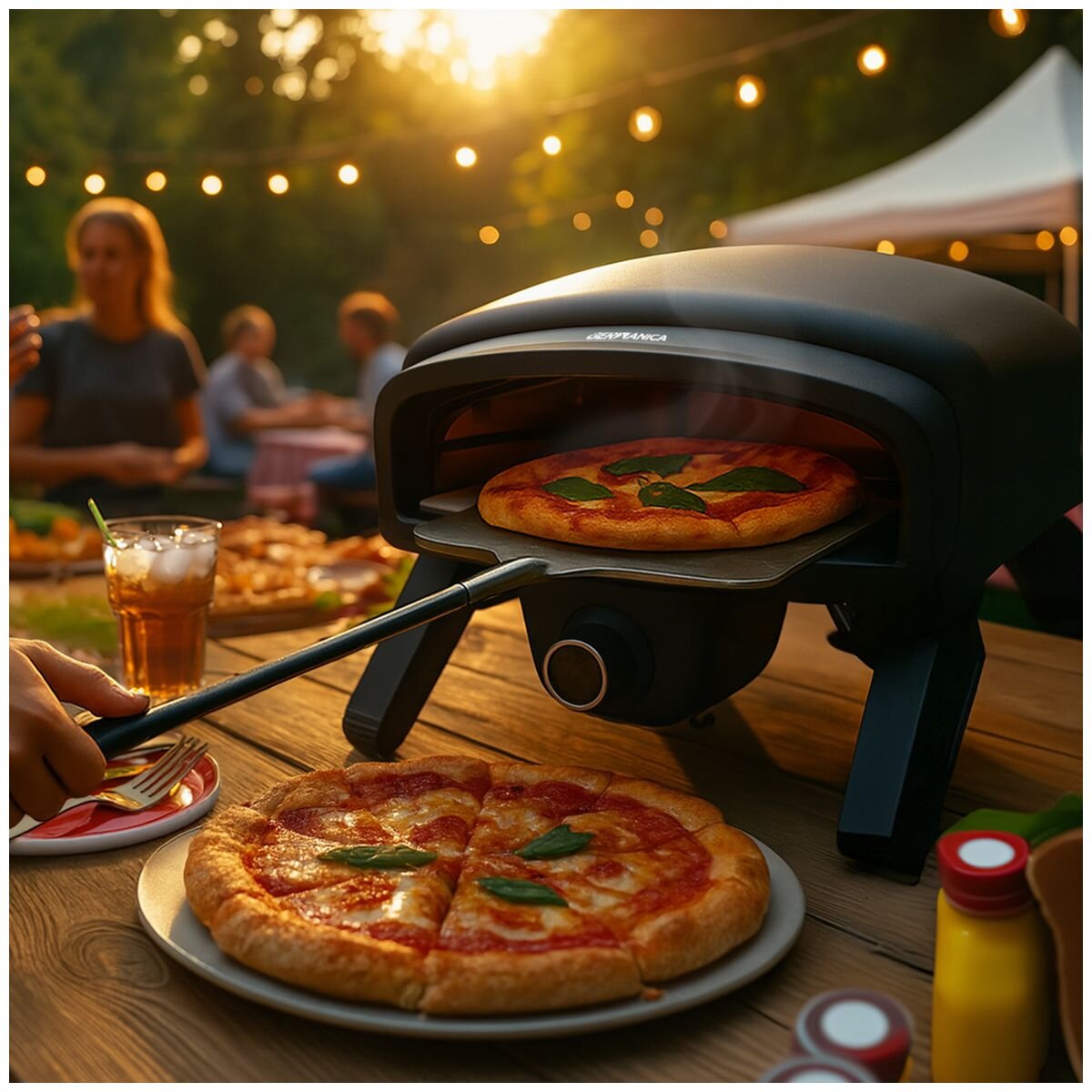 Germanica 14 inch gas pizza oven - 500°C, ceramic stone, foldable legs, gas kit included - GR14GPOV