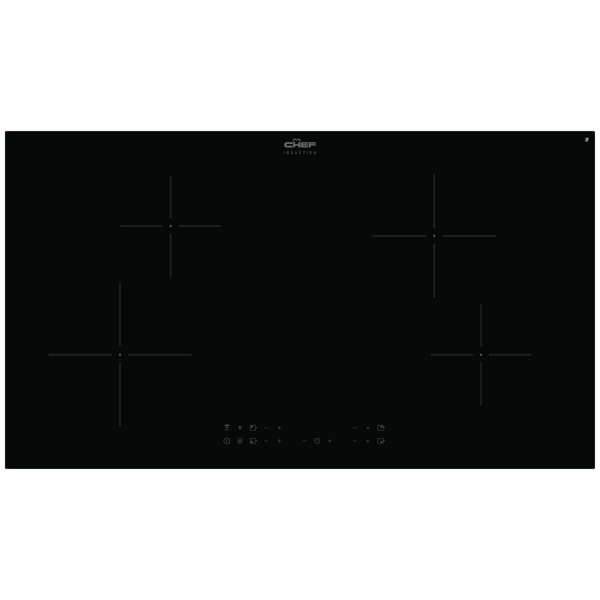 Chef 90cm induction cooktop - four zones, PowerBoost, auto-off safety, 9 power levels - CHI944BB