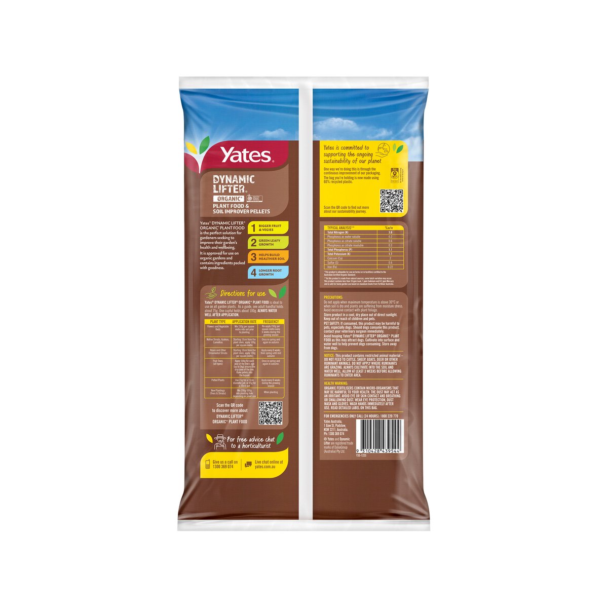 Yates 7kg Dynamic Lifter Organic Plant Food & Soil Improver Pellets for All Plants