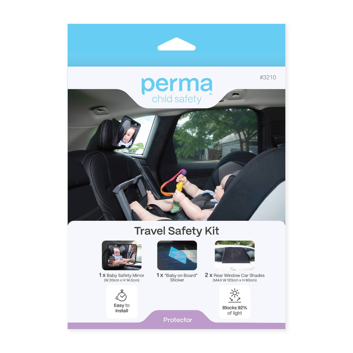 Perma Child Safety Travel Kit, Twin Sunshades, Baby Mirror & Sign 3 Piece
