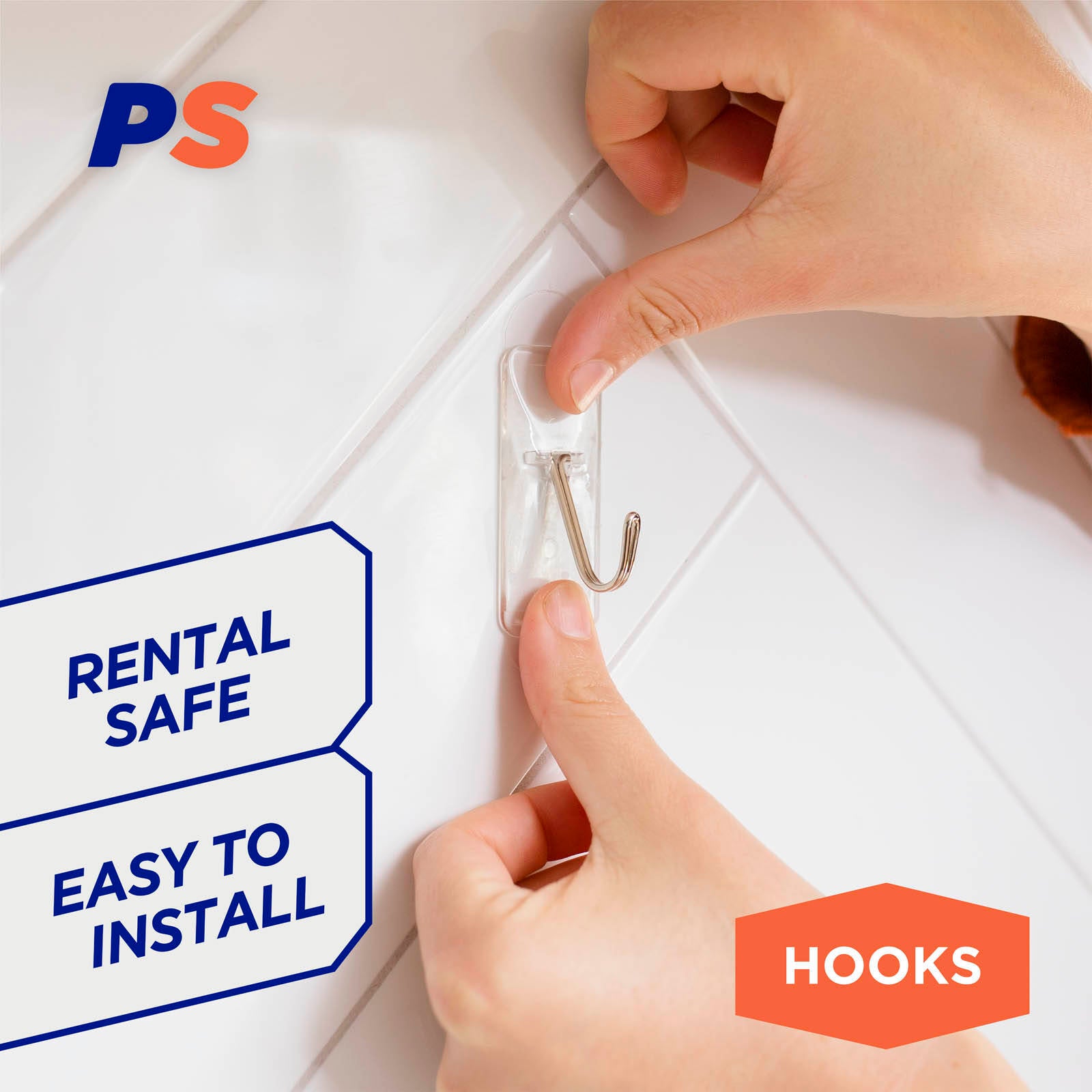 Permastik Medium Clear Kitchen Hooks - 4 Pack, Holds 750g
