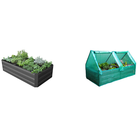 Greenlife Large Garden Bed And Greenhouse Cover 180 x 90 x 45cm Charcoal - SuperSaverAU - view 1