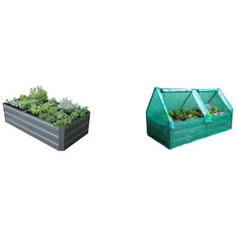 Greenlife Large Garden Bed And Greenhouse Cover 180 x 90 x 45cm Slate Grey - SuperSaverAU - view 1