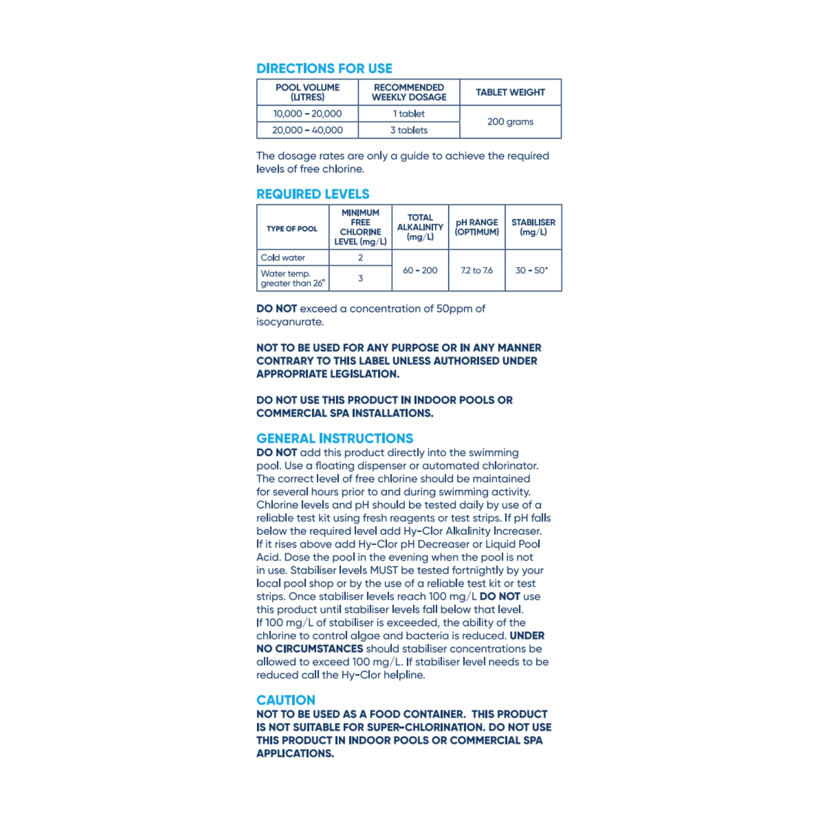 Hy-Clor 2kg High Performance Pool Chlorine Tablets