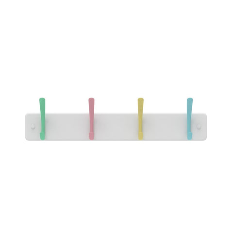 Mode Hat and Coat Rack - 4 Pastel Hooks - White Board - Durable Design - SuperSaverAU - view 1
