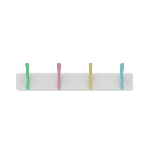 Mode White Hat and Coat Rack 4 Pastel Hooks