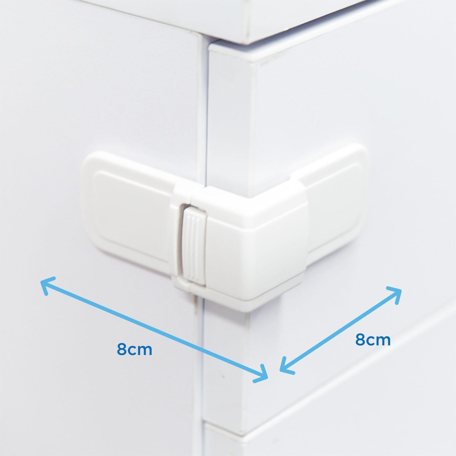 Perma Child Safety Adhesive Corner Drawer Locks - 2 Pack, Self-Locking White