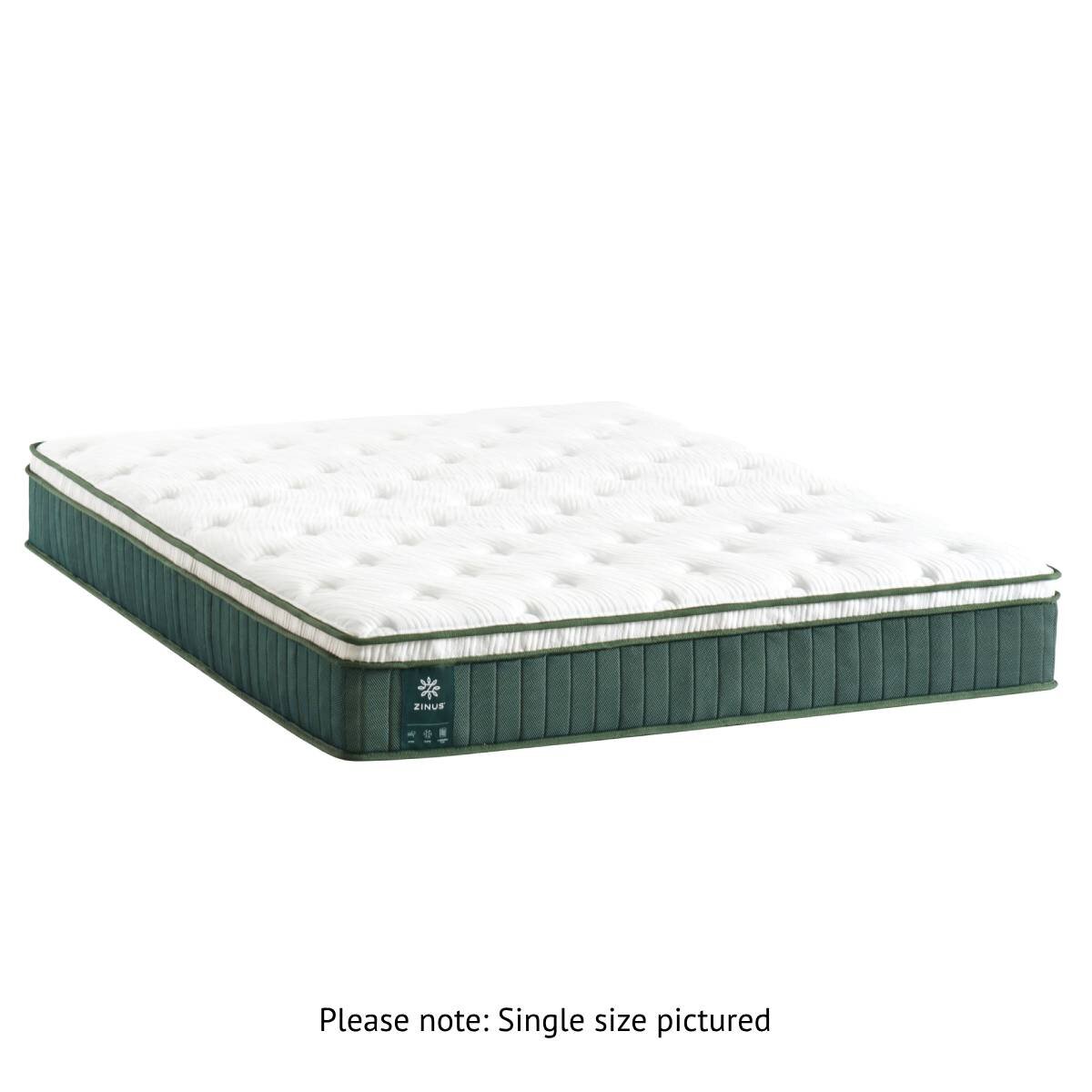 Zinus Single Green Premium Pocket Spring Euro Top Mattress - 5-Zone Support - AU-MSSBO4ZC-10S