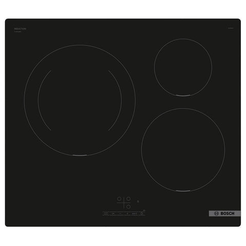 Bosch 60cm Series 4 induction cooktop - three zones, 28cm zone, TouchSelect, PowerBoost - PUJ611BB5H