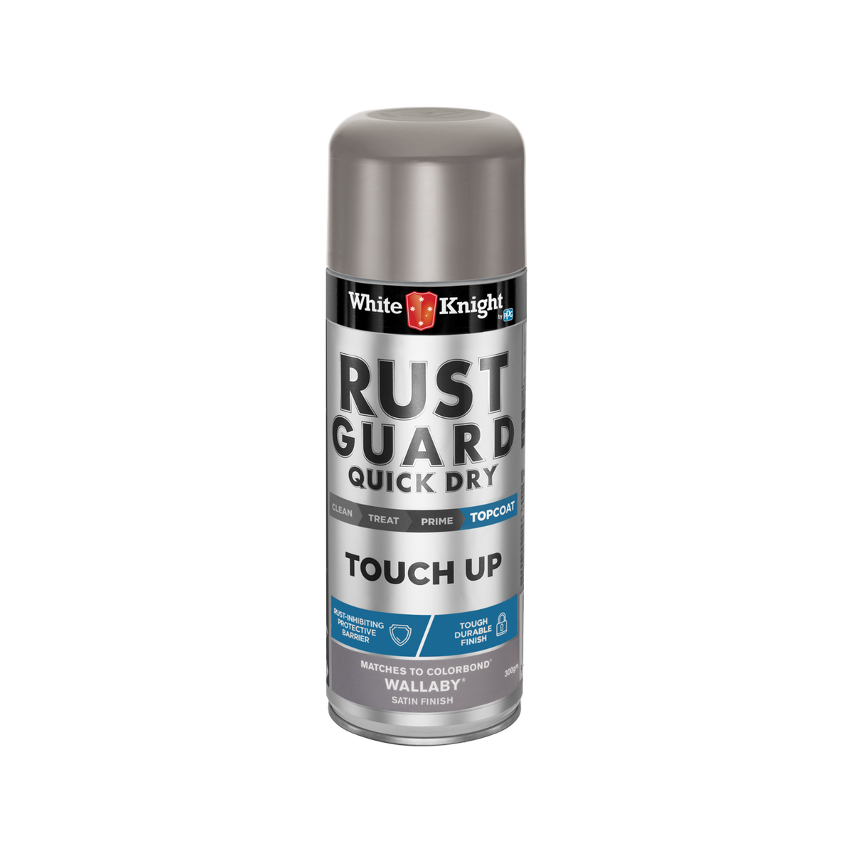 White Knight Rust Guard Touch Up Spray Paint Wallaby Satin 300g - For COLORBOND & Metal