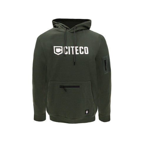 Citeco Khaki Hoodie - Cotton Polyester Brushed Fleece, Men's Medium