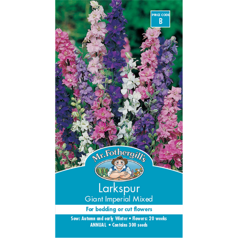 Mr Fothergill Larkspur Flower Seeds - 90cm - Hardy Annual - Cut Flowers - SuperSaverAU - view 1