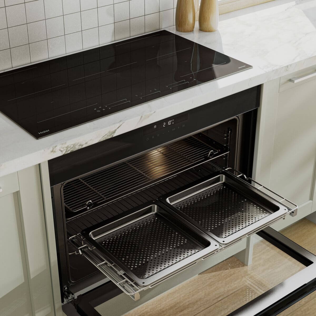 Haier 90cm 600 Series Pyrolytic Oven - 149L, 17 Functions, Steam Assisted, Wi-Fi, Black - HWO90S17TPB3